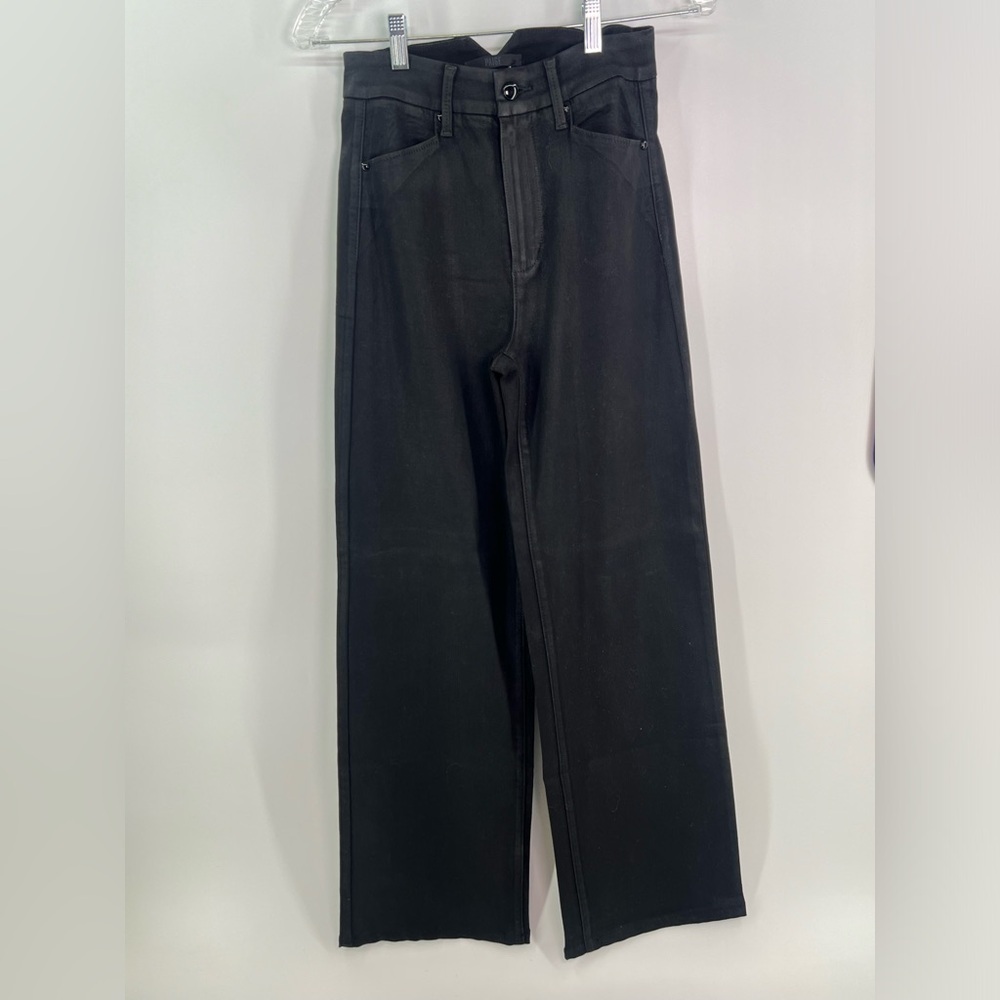 PAIGE Black Sasha Wide Leg Jean Fog Luxe Coating High Rise Size 26 - Picture 6 of 16